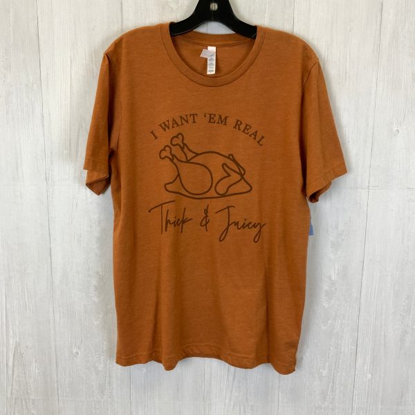 Top Short Sleeve By Bella + Canvas In Brown, Size: L Cheap