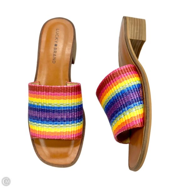 Sandals Heels Block By Lucky Brand In Rainbow Print, Size: 7.5 on Sale