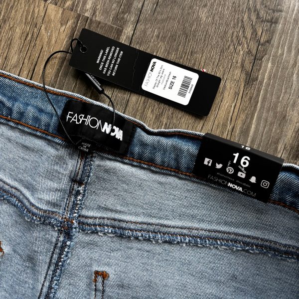 Jeans Straight By Fashion Nova In Blue Denim, Size: 16 Discount - Image 3